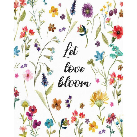 Let Love Bloom Black Modern Wood Framed Art Print with Double Matting by Robinson, Carol