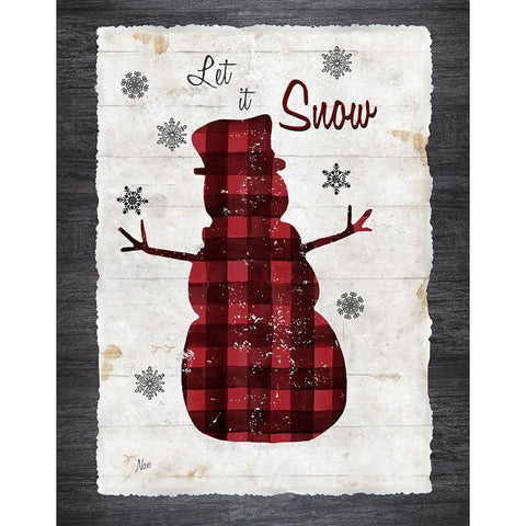 Checkered Snowman I Gold Ornate Wood Framed Art Print with Double Matting by Nan