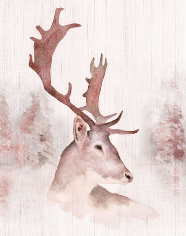 Blush Deer White Modern Wood Framed Art Print with Double Matting by Swatland, Katie