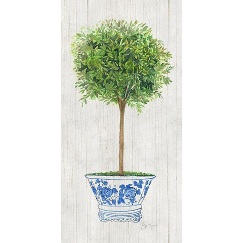 Thyme Topiary White Modern Wood Framed Art Print by Tava Studios