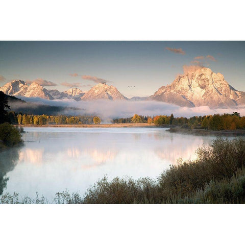 Snake River Fog Black Modern Wood Framed Art Print with Double Matting by Delimont, Danita