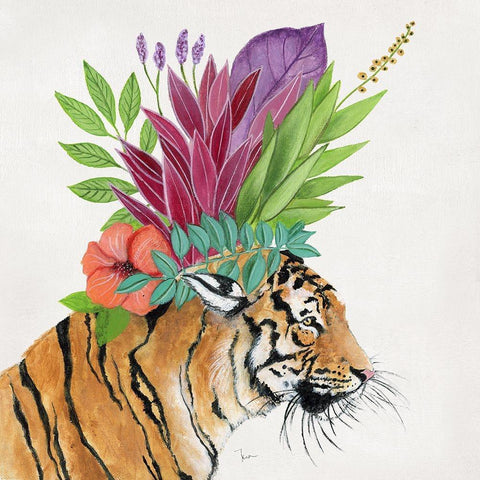 Royale Tiger White Modern Wood Framed Art Print by Tava Studios