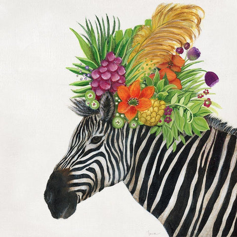 Royale Zebra White Modern Wood Framed Art Print by Tava Studios