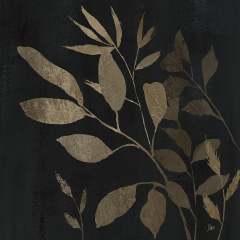 Noir and Natural Leaves II Black Modern Wood Framed Art Print by Nan