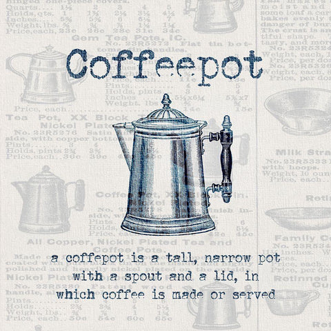 Coffeepot White Modern Wood Framed Art Print with Double Matting by Jill, Susan