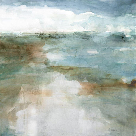 Lights Echo II White Modern Wood Framed Art Print with Double Matting by Robinson, Carol