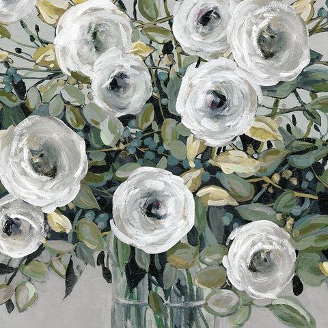 White Rose Parade White Modern Wood Framed Art Print by Robinson, Carol