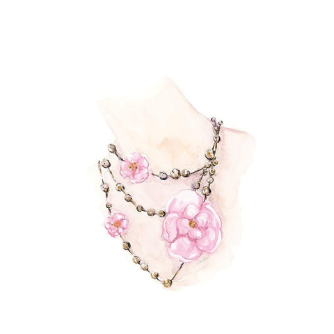 Bead Floral Necklace White Modern Wood Framed Art Print by Chang, Stella