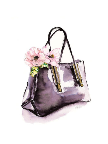 Handbag With Flower Black Ornate Wood Framed Art Print with Double Matting by Chang, Stella
