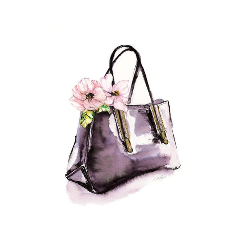 Handbag With Flower White Modern Wood Framed Art Print by Chang, Stella