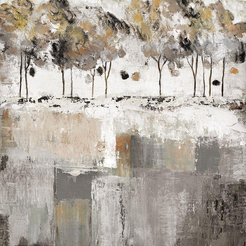 Tree Panorama White Modern Wood Framed Art Print with Double Matting by Tava Studios