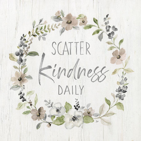 Scatter Kindness White Modern Wood Framed Art Print with Double Matting by Nan