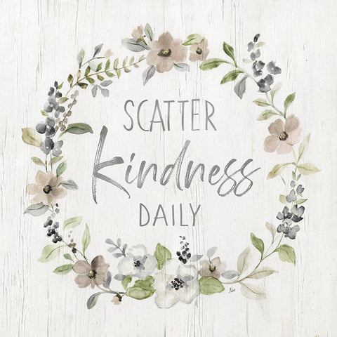 Scatter Kindness Black Modern Wood Framed Art Print by Nan