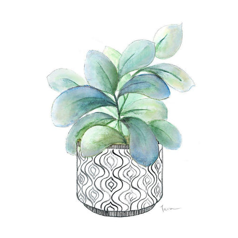 Modern Botany Blue III White Modern Wood Framed Art Print by Tava Studios