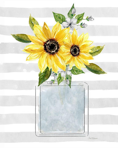 Sunflower Perfume I White Modern Wood Framed Art Print with Double Matting by Robinson, Carol