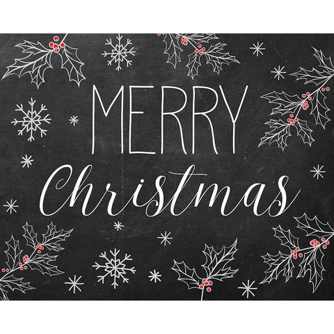 Merry Christmas Chalkboard Black Modern Wood Framed Art Print with Double Matting by Santiago, Daniela