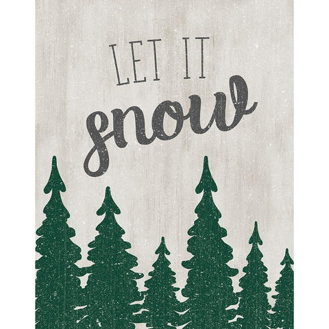 Let It Snow Forest Gold Ornate Wood Framed Art Print with Double Matting by CAD Designs