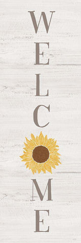 Sunflower Welcome White Modern Wood Framed Art Print with Double Matting by Carpentieri, Natalie