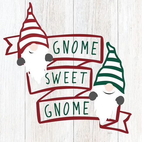 Gnome Sweet Gnome White Modern Wood Framed Art Print with Double Matting by Carpentieri, Natalie