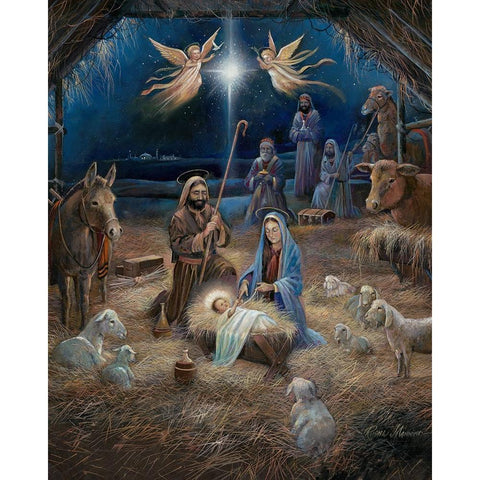 Silent Night White Modern Wood Framed Art Print by Manning, Ruane