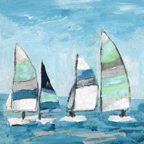 Seaglass Sails I Black Modern Wood Framed Art Print by Craven, Katrina