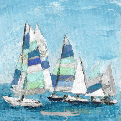 Seaglass Sails III Black Ornate Wood Framed Art Print with Double Matting by Craven, Katrina
