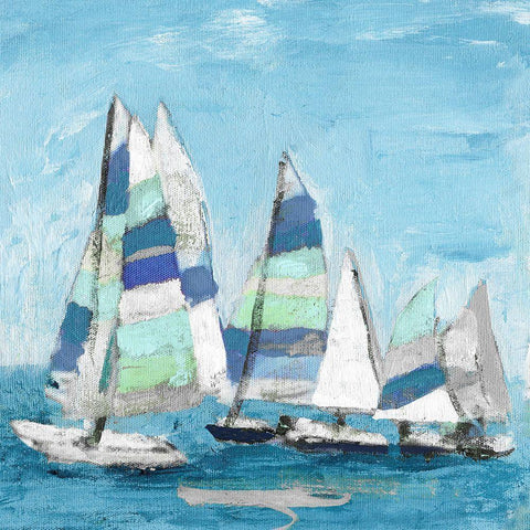 Seaglass Sails III White Modern Wood Framed Art Print by Craven, Katrina
