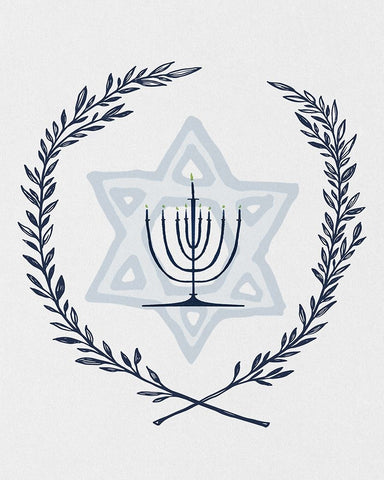 Happy Hanukkah I White Modern Wood Framed Art Print with Double Matting by Jill, Susan