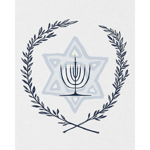 Happy Hanukkah I Black Modern Wood Framed Art Print with Double Matting by Jill, Susan