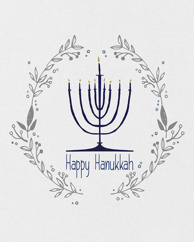 Happy Hanukkah II Black Ornate Wood Framed Art Print with Double Matting by Jill, Susan
