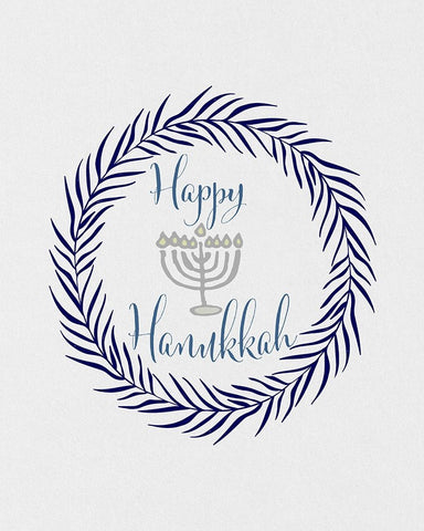 Hanukkah Wreath White Modern Wood Framed Art Print with Double Matting by Jill, Susan