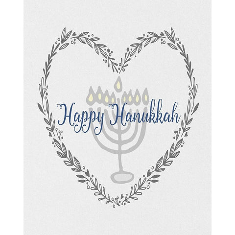 Hanukkah Heart White Modern Wood Framed Art Print by Jill, Susan