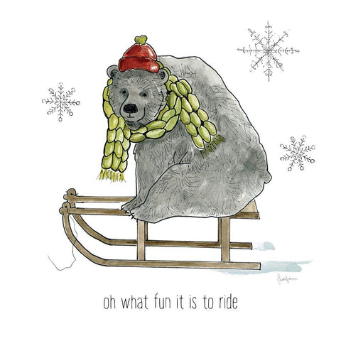 Simple Winter Pleasures Bear White Modern Wood Framed Art Print by Finn, Livi