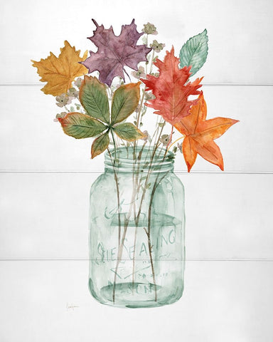 Harvest Home Leaves I White Modern Wood Framed Art Print with Double Matting by Finn, Livi