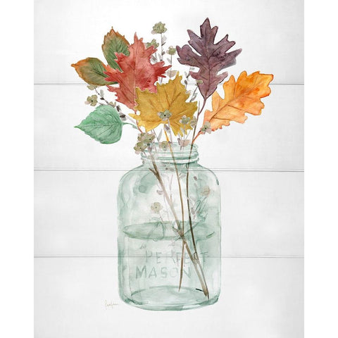 Harvest Home Leaves II Gold Ornate Wood Framed Art Print with Double Matting by Finn, Livi