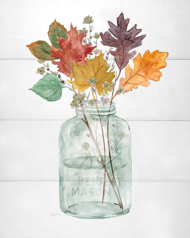 Harvest Home Leaves II White Modern Wood Framed Art Print with Double Matting by Finn, Livi