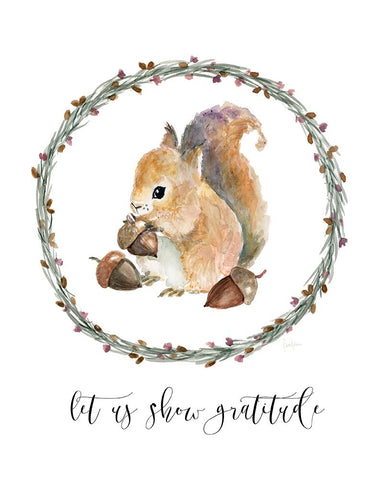 Harvest Home Squirrel Black Ornate Wood Framed Art Print with Double Matting by Finn, Livi