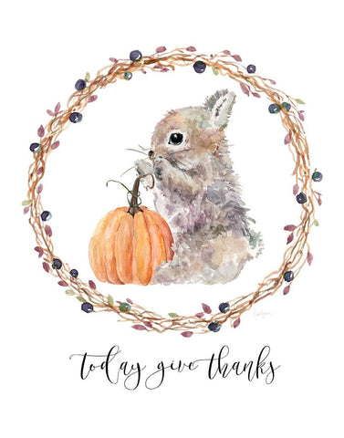 Harvest Home Bunny Black Ornate Wood Framed Art Print with Double Matting by Finn, Livi