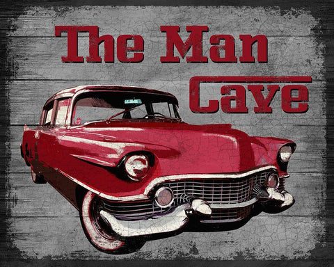 The Man Cave Black Ornate Wood Framed Art Print with Double Matting by Knutsen, Conrad