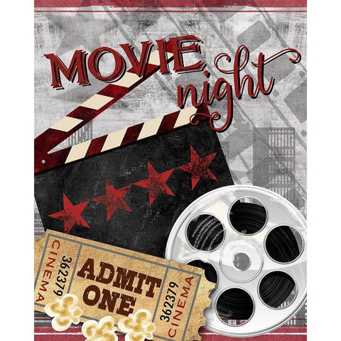 Movie Night II Black Modern Wood Framed Art Print with Double Matting by Knutsen, Conrad