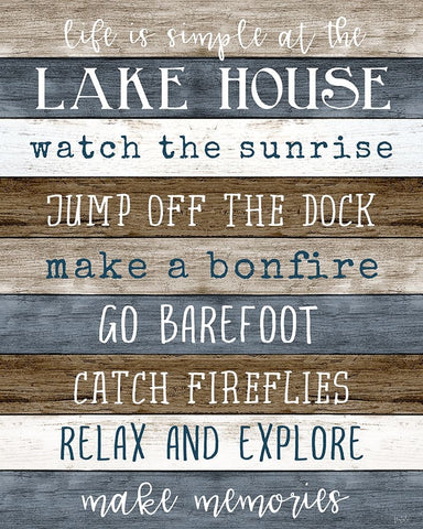 Simple Lake Rules Black Ornate Wood Framed Art Print with Double Matting by Carpentieri, Natalie