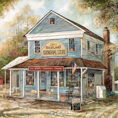 General Store White Modern Wood Framed Art Print by Manning, Ruane