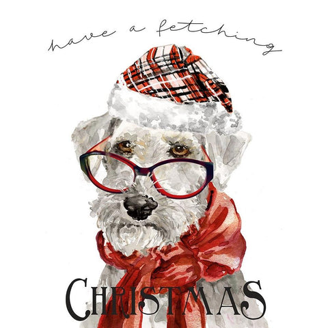 Have A Fetching Christmas Black Modern Wood Framed Art Print by Finn, Livi