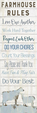 Farmhouse Rules White Modern Wood Framed Art Print with Double Matting by Robinson, Carol