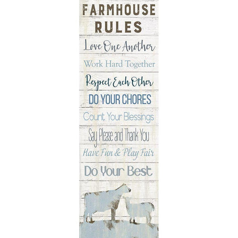 Farmhouse Rules Gold Ornate Wood Framed Art Print with Double Matting by Robinson, Carol