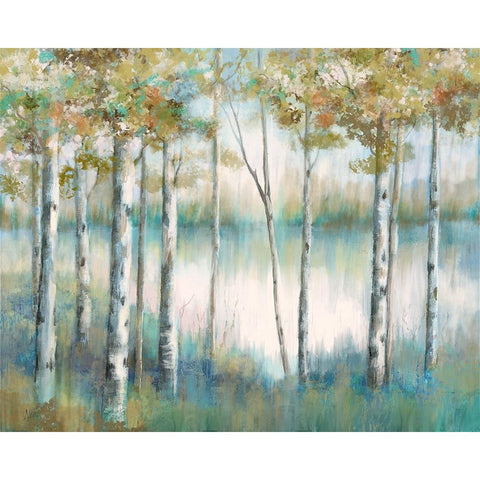 Aspen Lake White Modern Wood Framed Art Print by Nan