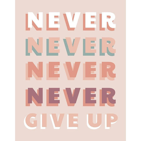 Never Give Up Black Modern Wood Framed Art Print with Double Matting by CAD Designs