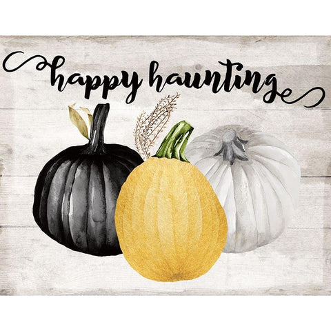 Happy Haunting Black Modern Wood Framed Art Print by Santiago, Daniela
