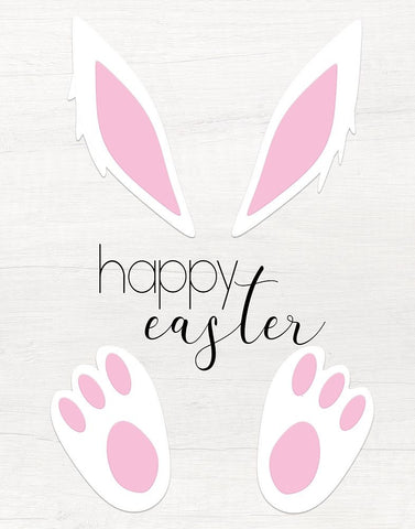 Happy Easter White Modern Wood Framed Art Print with Double Matting by CAD Designs