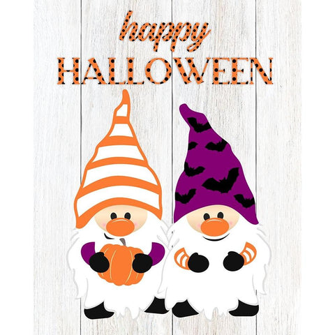 Halloween Gnomes Gold Ornate Wood Framed Art Print with Double Matting by CAD Designs